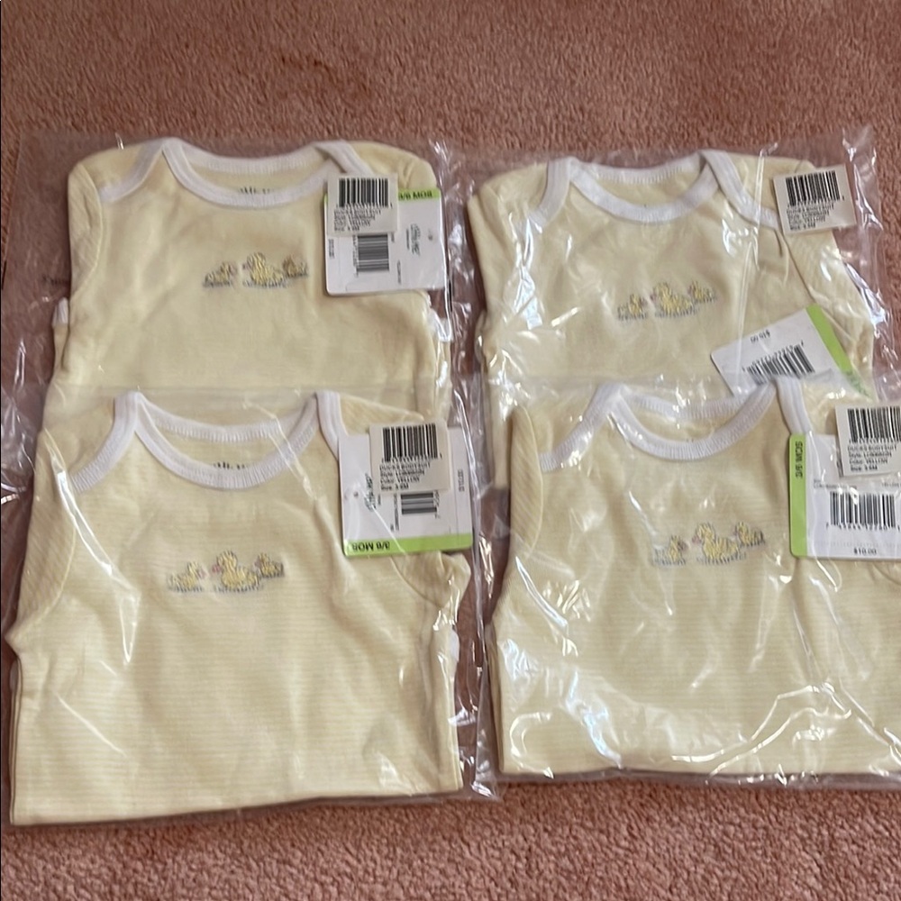 Little me (4)total Yellow Baby Sleeveless Bodysuits(No offer please )